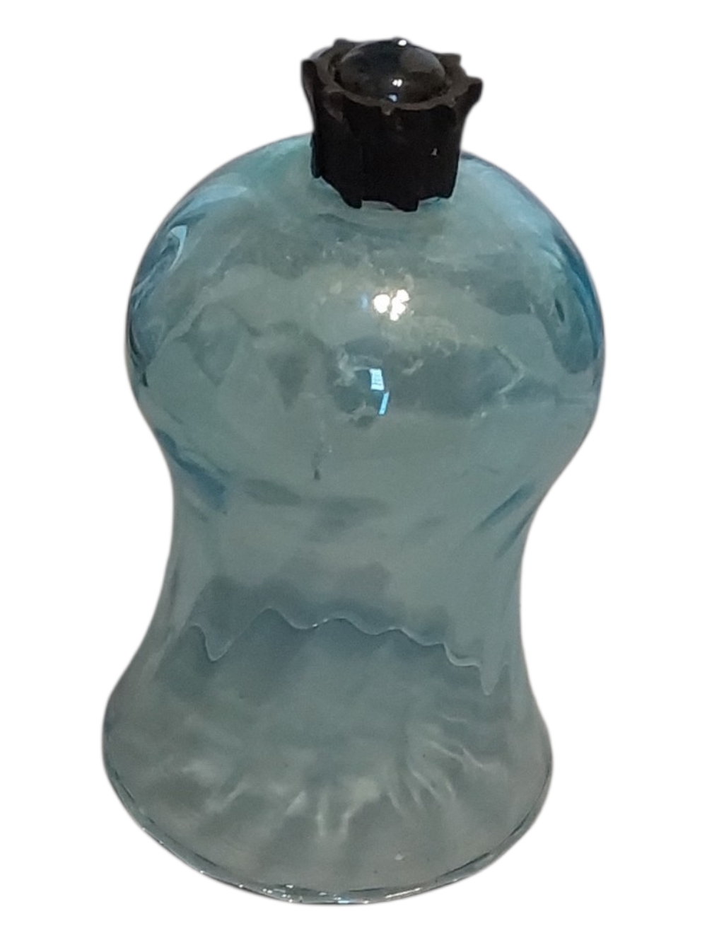 Blue Glass Perfume Bottle with Black Stopper